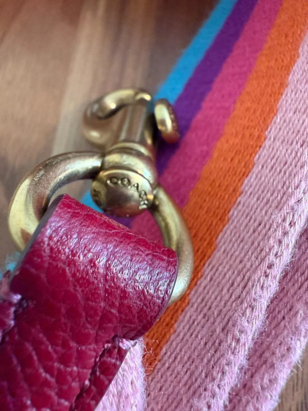 Coach Rainbow Striped Webbing Strap adjustable EUC